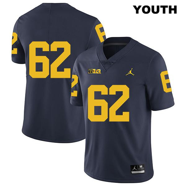 Youth NCAA Michigan Wolverines Mica Gelb #62 No Name Navy Jordan Brand Authentic Stitched Legend Football College Jersey DO25Q68PH